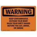 Signmission OSHA Sign, Keep Contaminates Outside Your Body Wash, 24in X 18in Alum, 18" W, 24" L, Landscape OS-WS-A-1824-L-12207